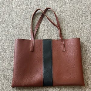 VINCE CAMUTO LUCK BAG BROWN BLACK VEGAN LEATHER